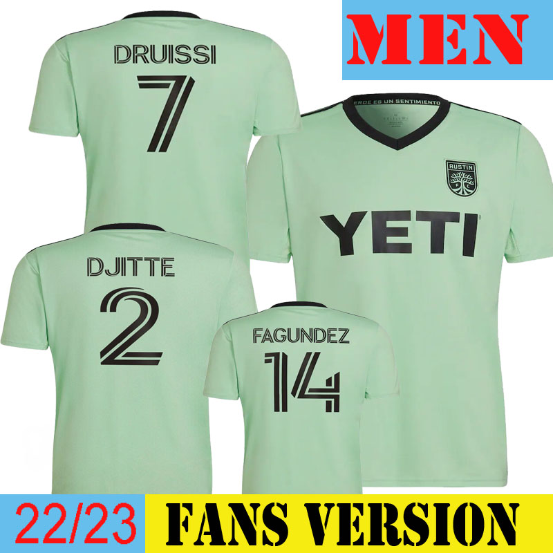 2022 2023 MLS Soccer Jersey Austin FC Away Mint The Sentimiento Kit DRUISSI DOMINGUEZ FAGUNDEZ RING DJITTE VALENCIA 22 23 Football Shirt Uni, Black;yellow
2022 2023 MLS Soccer Jersey Austin FC Away Mint The Sentimiento Kit DRUISSI DOMINGUEZ FAGUNDEZ RING DJITTE VALENCIA 22 23 Football Shirt Uni, Black;yellow