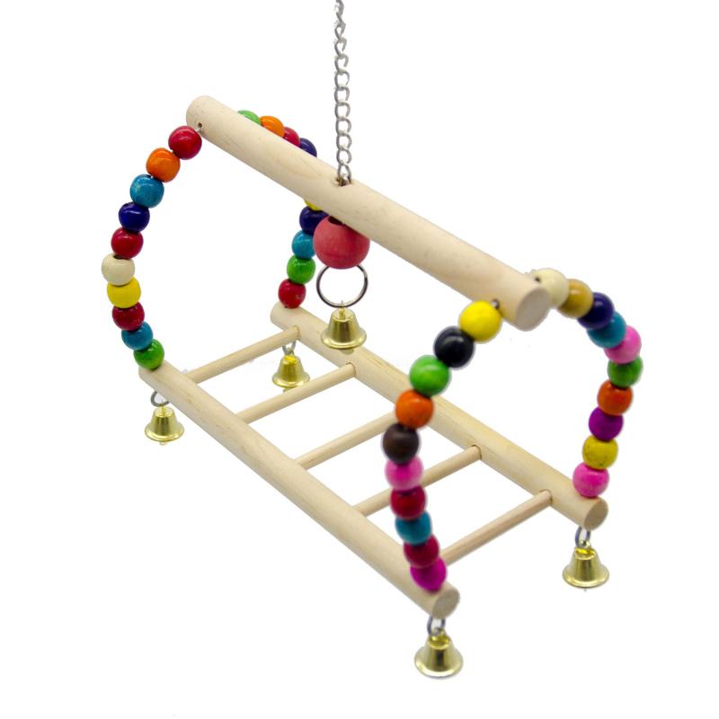Other Bird Supplies 2021 Toys Birds Pets Parrots Ladders Climbing Toy Hanging Colorful Balls With Natural Wood