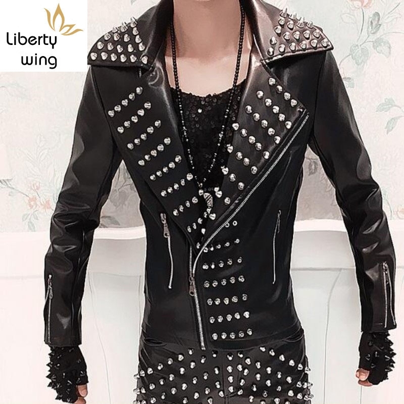 New Fashion Mens Punk Rock Costume Rivets Spike Motorcycle Jacket PU Leather Coats Plus Size MLXL2XL3XL
New Fashion Mens Punk Rock Costume Rivets Spike Motorcycle Jacket PU Leather Coats Plus Size MLXL2XL3XL