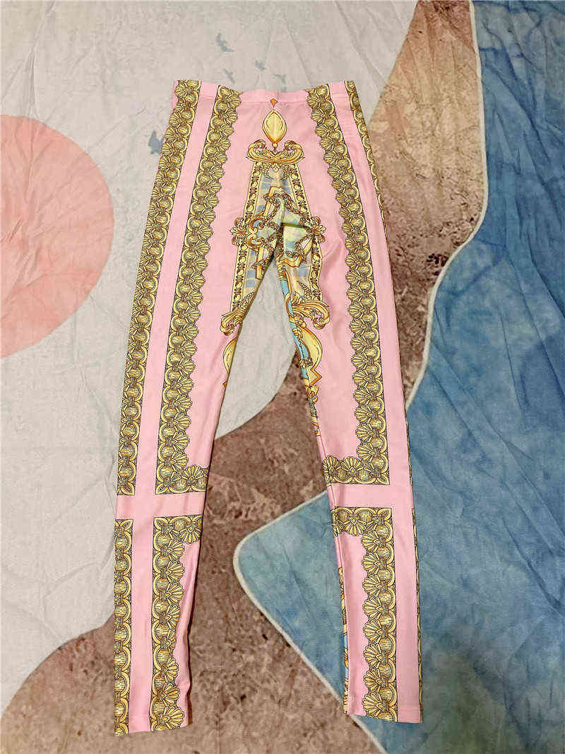 Women Printed Pants Elastic Waist Skinny Slim Full Female Casual Fashion s 211115