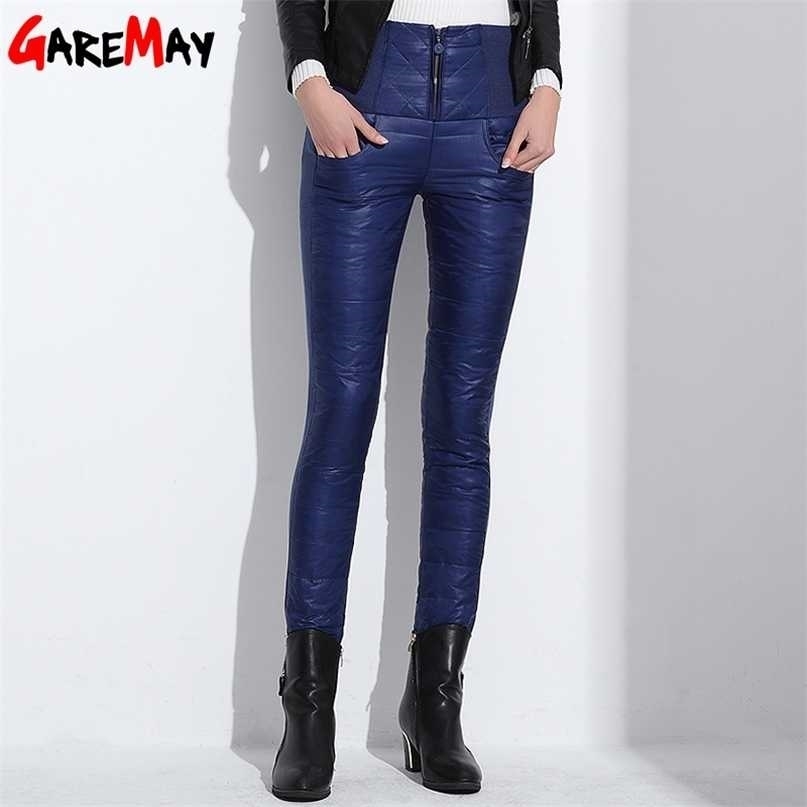 Women Pants Trousers Winter High Waisted Outer Wear female Fashion Slim Warm Thick Duck Down skinny 211115