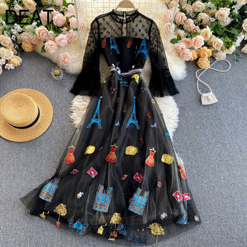 DEAT Spring Arrivals Print Round Collar Long Sleeve High Waist Black Fungus Edge Mesh Stitching Vintage Dress MZ476 210709
DEAT Spring Arrivals Print Round Collar Long Sleeve High Waist Black Fungus Edge Mesh Stitching Vintage Dress MZ476 210709