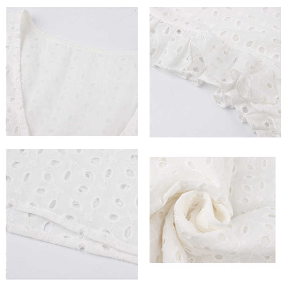 Jocoo Jolee Elegant Hollow Out Mini Dress Sexy V Neck Butterfly Sleeve Lace Short A Line Dress Casual Loose Summer Dress 210630