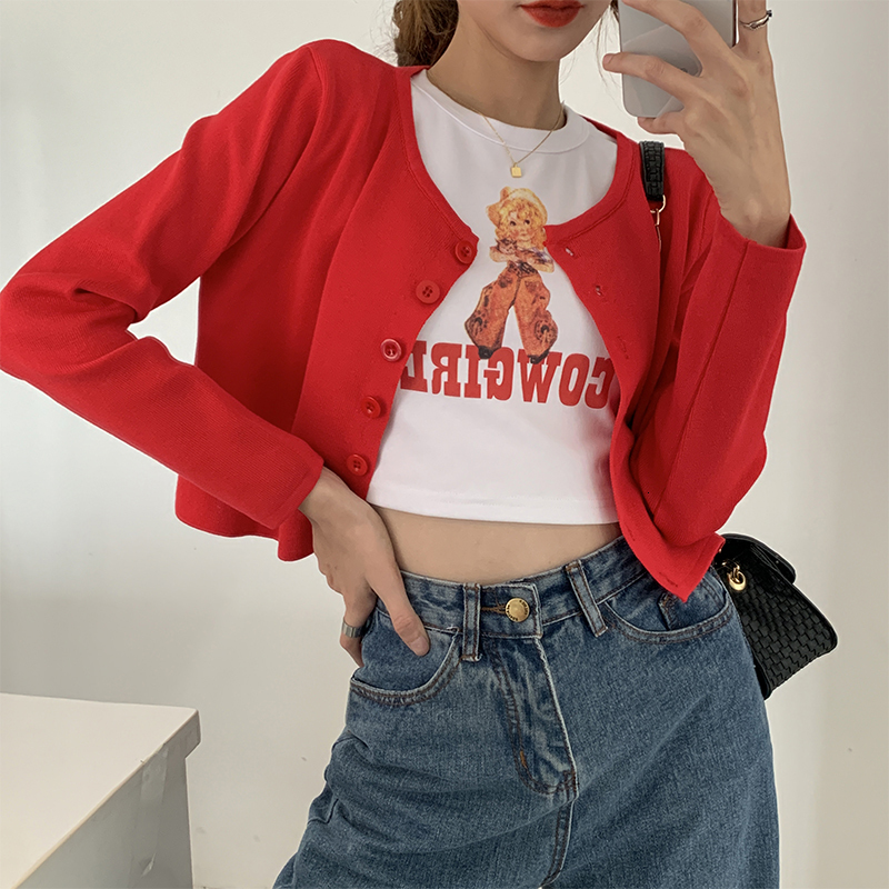 2021 New Spring Long Sleeve Red Knitted Women Cardigan Cow Girl Letter Print t Shirt Slim Crop Tops Shirts and Cardigans Suit 2 Piece Set C5, White t-shirt
2021 New Spring Long Sleeve Red Knitted Women Cardigan Cow Girl Letter Print t Shirt Slim Crop Tops Shirts and Cardigans Suit 2 Piece Set C5, White t-shirt