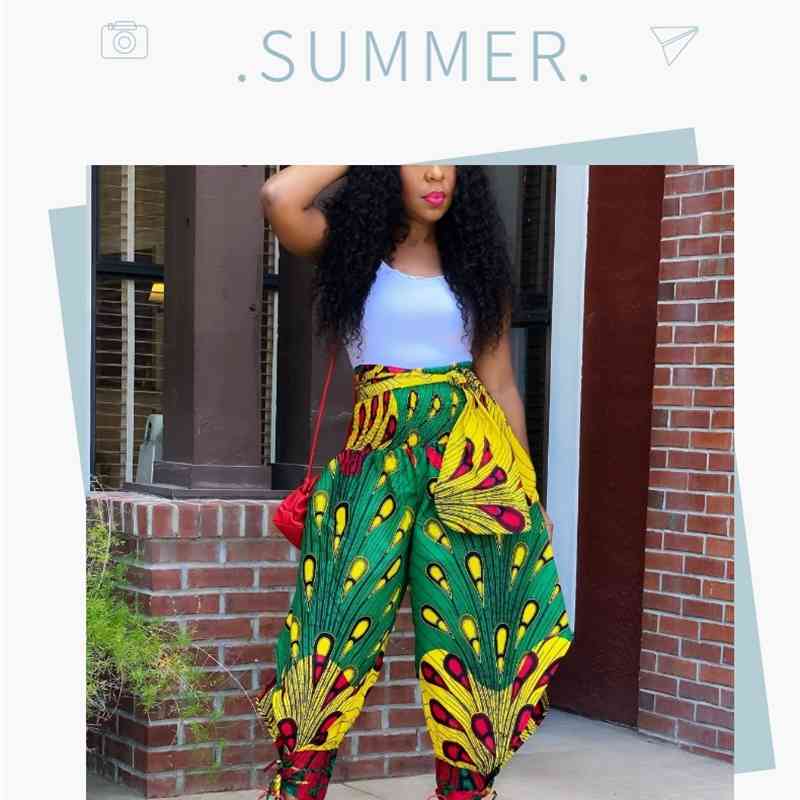 Women High Waist Peacock Printed Streetwear Pants 210702