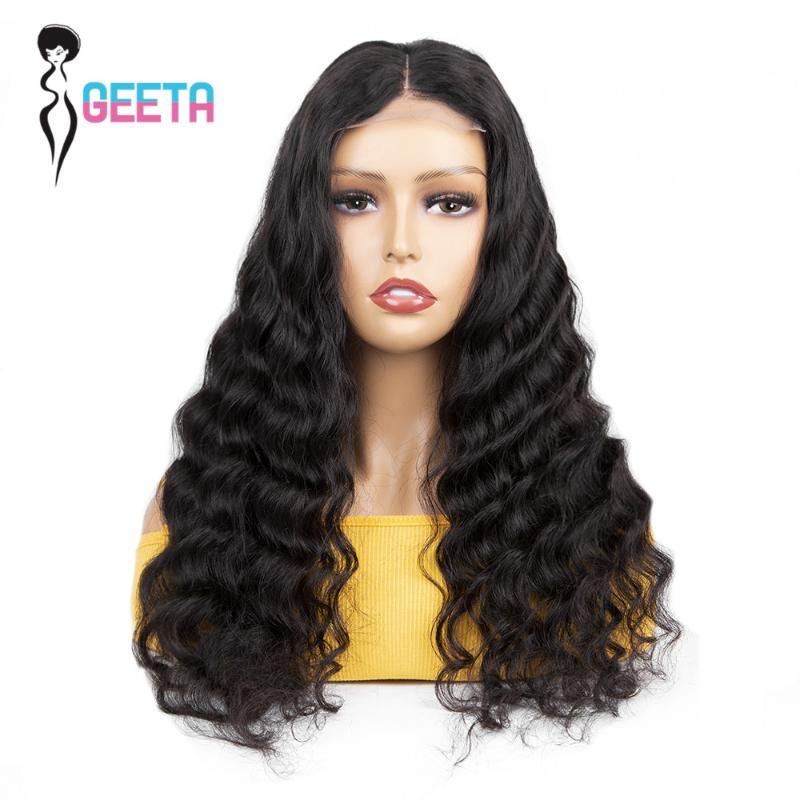 Lace Wigs Geeta Loose Deep Wave Closure Wig 180% 4x4 Front Human Hair Brazilian Frontal For Women