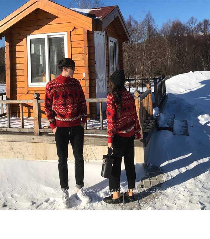 Couple Sweater Urtlenecks Ugly Christmans Sweater Deer Knitted Long Sleeve Pullover Women Men Knitwear Autumn Winter 210218