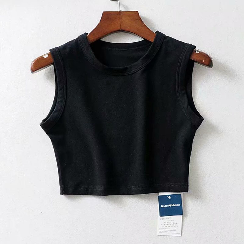Sexy Sleeveless Sports Vest Stretch Tight Waistless Fitness Female T-shirt Wild Short Cycling Women's Top 210308