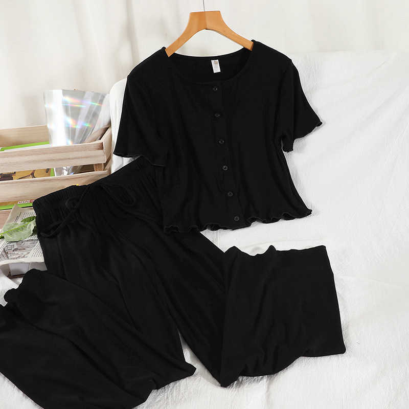DEAT Women Round-neck T-shirt Drawstring Long Pants Arrivals Two Piece Set Temperament Fashion Spring Summer 11D843 210709