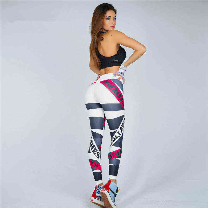 SVOKOR Letter Print Leggings Women Fitness High Waist Push Up Trousers Breathable And Comfortable Workout Girl 211215
