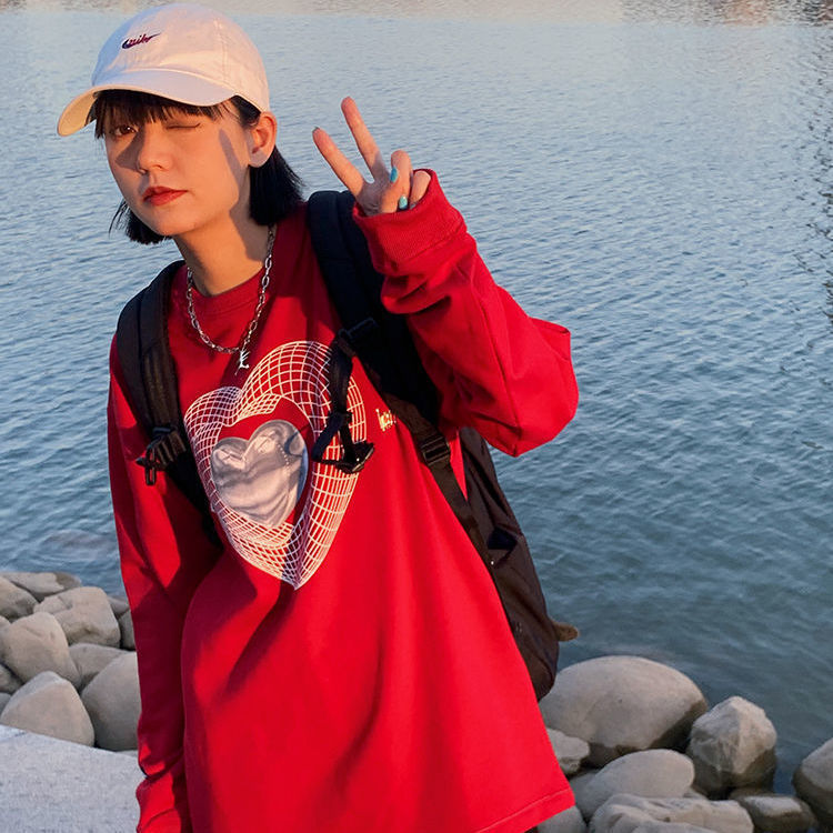 HOUZHOU Grunge Aesthetic Sweatshirt Women Autumn Fashion Print Hoodies Korean Style Cotton Long Sleeve Streetwear Women Hoodies 201204