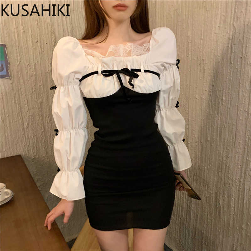 Nomikuma Korean Hit Color Patchwork Slim Dresses Bowknot Puff Sleeve Square Collar Vestidos Spring Women Dress 6E912 210603, White
Nomikuma Korean Hit Color Patchwork Slim Dresses Bowknot Puff Sleeve Square Collar Vestidos Spring Women Dress 6E912 210603, White