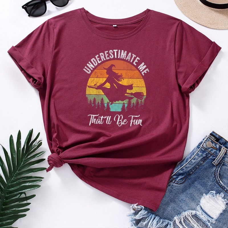 Summer Women's T Shirt Cotton Halloween Witch Print Plus Size 5XL O-Neck Short Sleeve Oversized Fashion Casual Tee Shirts Tops 210302