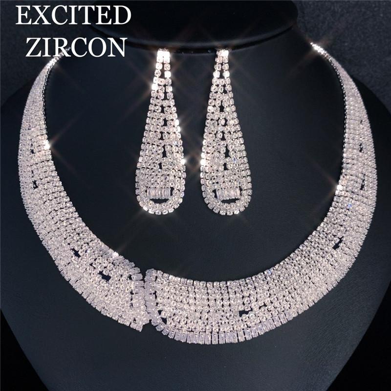Earrings & Necklace Fashion Luxury Wedding Bride Bridesmaid Zircon Set Prom Jewelry Crystal Elegant Woman, Silver
Earrings & Necklace Fashion Luxury Wedding Bride Bridesmaid Zircon Set Prom Jewelry Crystal Elegant Woman, Silver