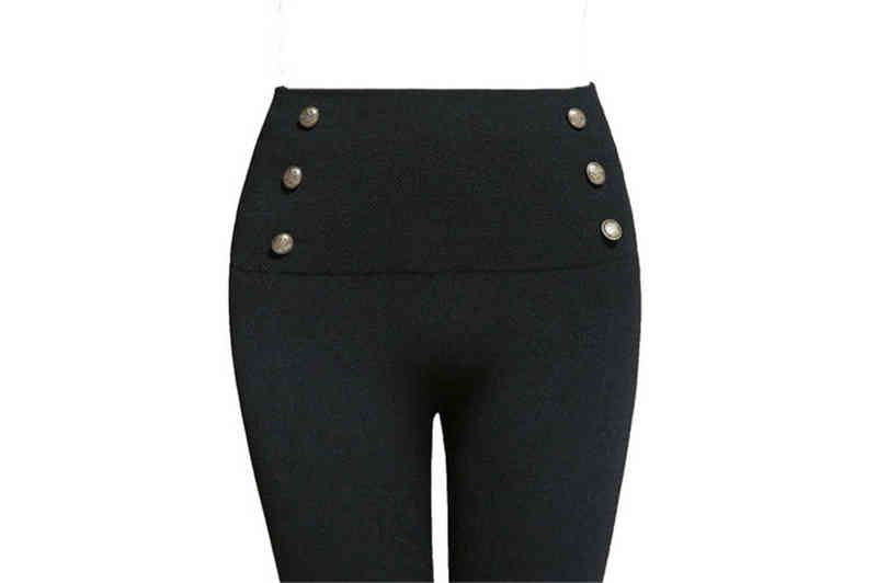 Women High Waist Leggings zipper and Button decorate Push Up Hip Fitness Sexy Leggins Elastic Slim Jogging Pants Female 211204