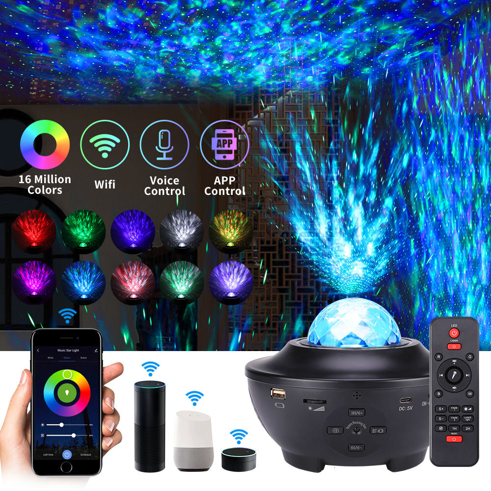 

2021 New Estrelado Galaxy Da Noite Projetor Bluetooth Msica Alto-falante Com Alexa Google Casa Galxia Luz 47bi