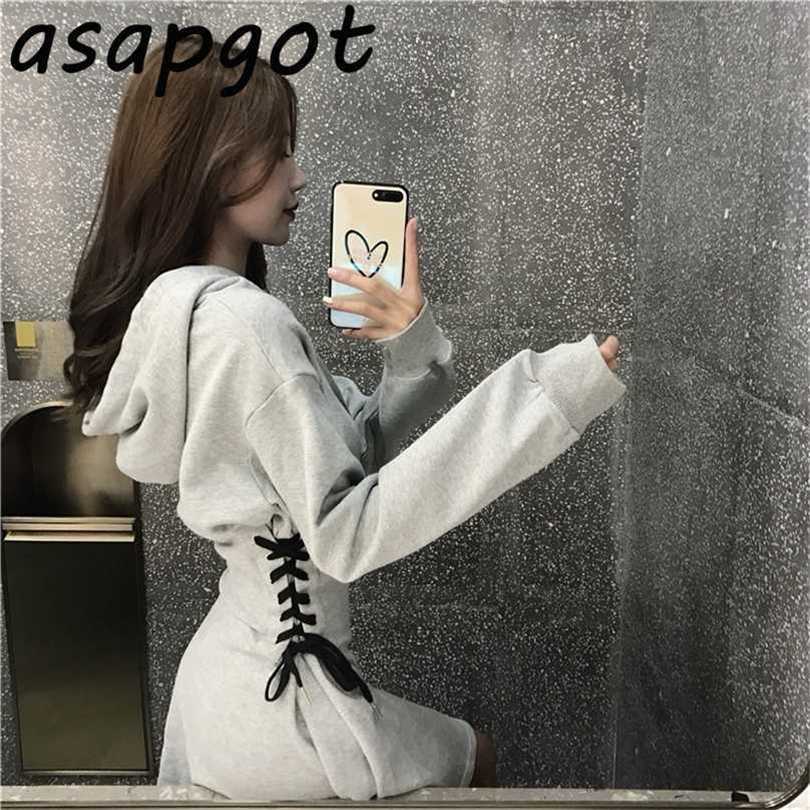 Cotton Grey Hooded Bandage Hoodies Dres Mini Lace Up Waist Black Sweater Chic Casual Autumn Winter Vestido Loose 211109
Cotton Grey Hooded Bandage Hoodies Dres Mini Lace Up Waist Black Sweater Chic Casual Autumn Winter Vestido Loose 211109