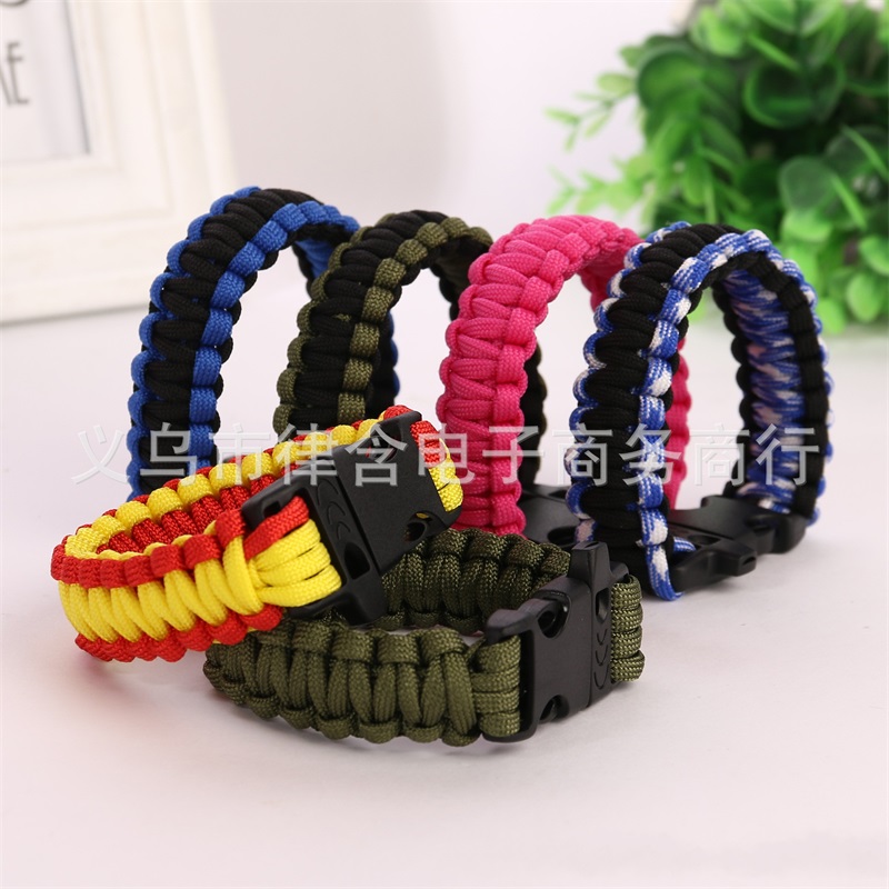 Paracord Parachute Cord Lanyard outdoor emergency Survival Bracelet self rescue paracord wristband adult sports whistle Bracelet 46 X2
Paracord Parachute Cord Lanyard outdoor emergency Survival Bracelet self rescue paracord wristband adult sports whistle Bracelet 46 X2