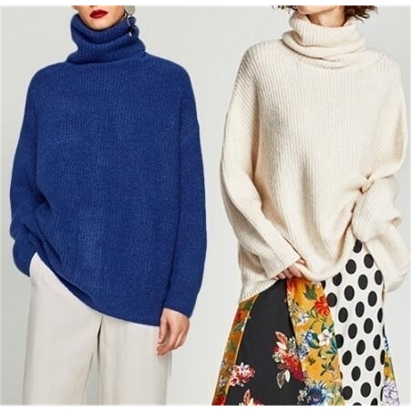 Winter Women Turtleneck Oversized Sweaters Batwing Sleeves Loose Comfy Pullovers Solid Colors Women Sweater Tops T200319
