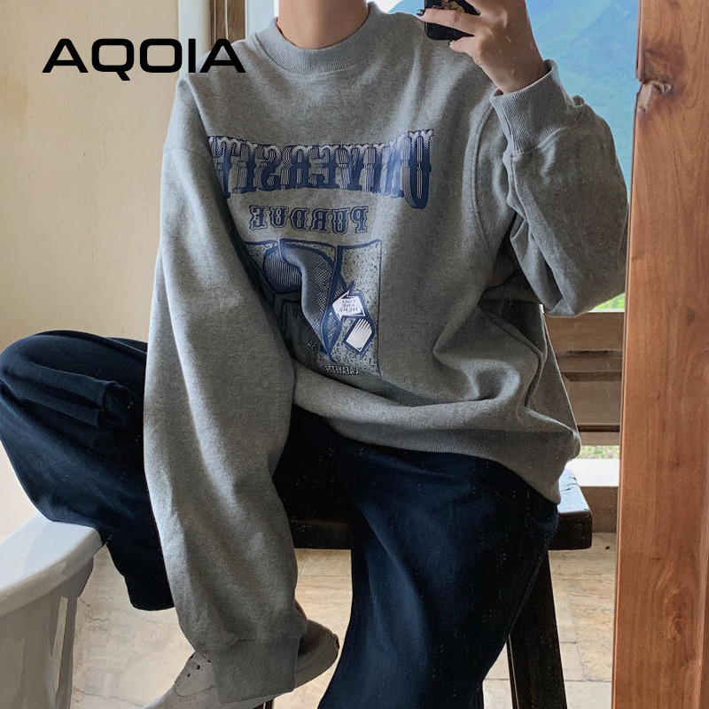 AQOIA Autumn Streetwear Loose Earth Printing women's sweatshirt Harajuku Oversize Women thin Sweatshirt INS Hoodies T200904