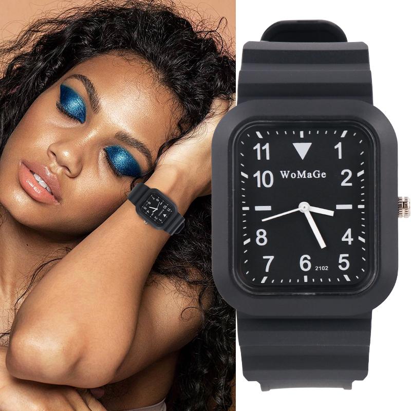 Wristwatches Simple Silicone Strap Womens Watch Fashion Quartz Rectangle Dial Watches Ladies Casual Female Clock Montre Femme Saati, Black
Wristwatches Simple Silicone Strap Womens Watch Fashion Quartz Rectangle Dial Watches Ladies Casual Female Clock Montre Femme Saati, Black