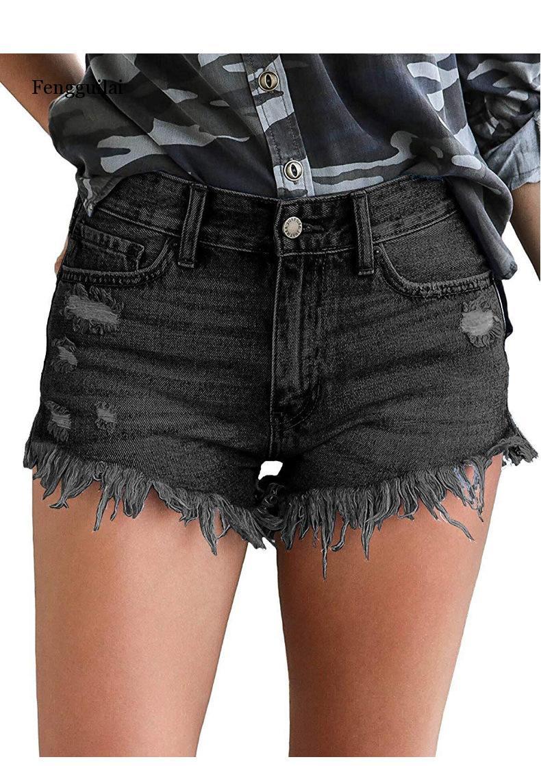 High Waist Bull-puncher knickers Sexy Women Shorts Biker Shorts Jean Summer 2021 Black Streetwear