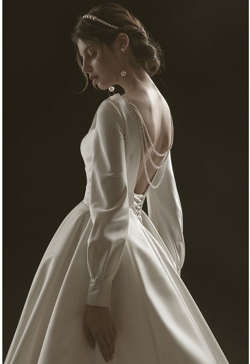 New Satin A-line Wedding 2021 Sleeve Beading Pearls V-neck Backless Button Vintage Bridal Gowns Hoo3, Ivory
New Satin A-line Wedding 2021 Sleeve Beading Pearls V-neck Backless Button Vintage Bridal Gowns Hoo3, Ivory