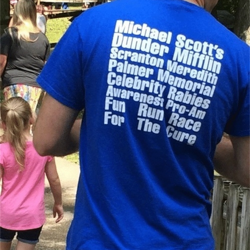 HAHAYULE-JBH Michael Scott Fun Run T-Shirt Unisex The Office TV Show Funny Tee Dunder Mifflin Shirt 210306