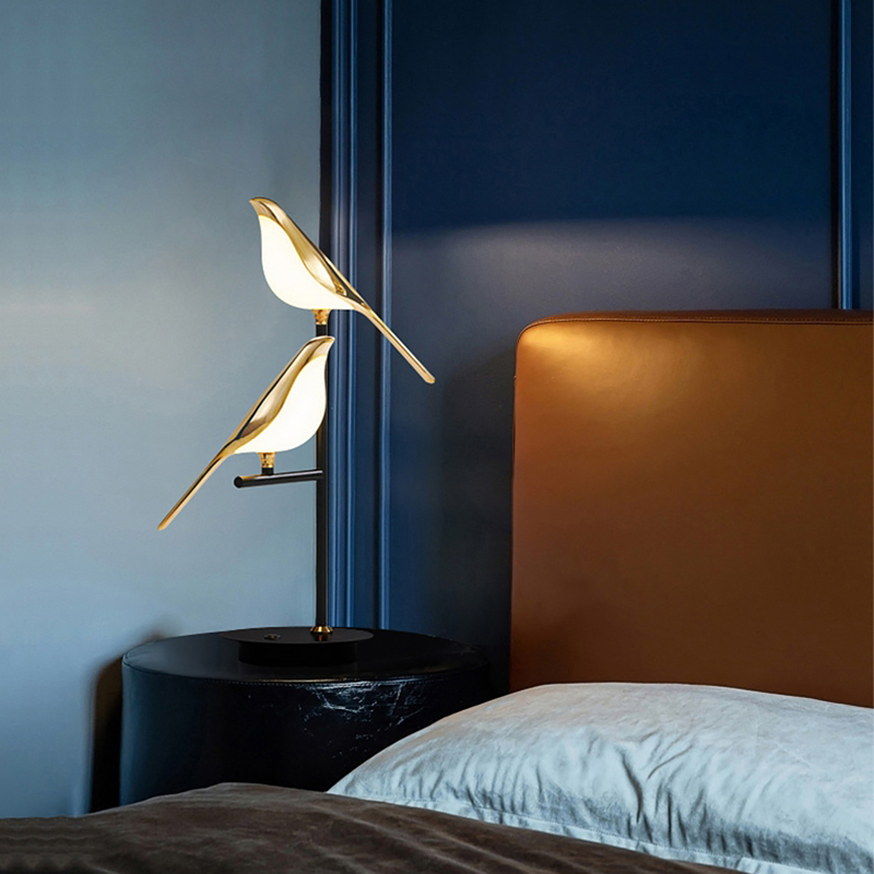 Modern LED table lamp Magpie bird model Reading lamp indoor lighting bedroom bedside living room for home decor desk lights