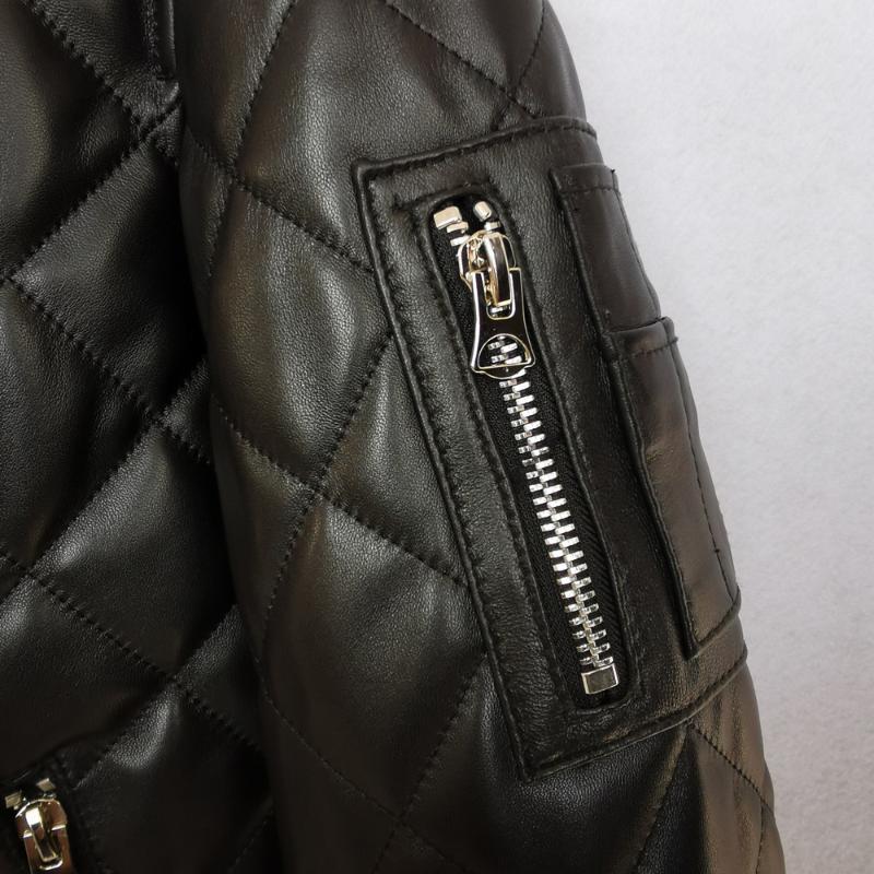 Men's Leather & Faux Early Winter Deep Autumn Warm Genuine Jacket Men Quilted Plaid Soft Sheepskin Coat Man Asian Size 4XL M264