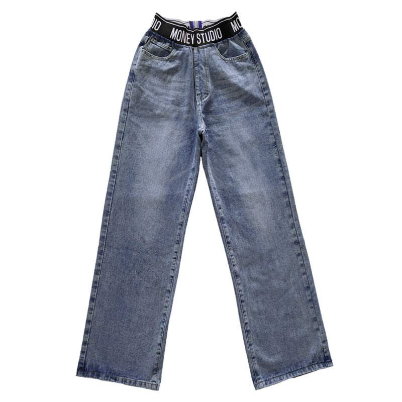 Spring Loose High Waist Wide Leg Jeans For Women Stretch Vintage Full-length loose Boyfriend Pants Trousers Elastic High Waist 210222