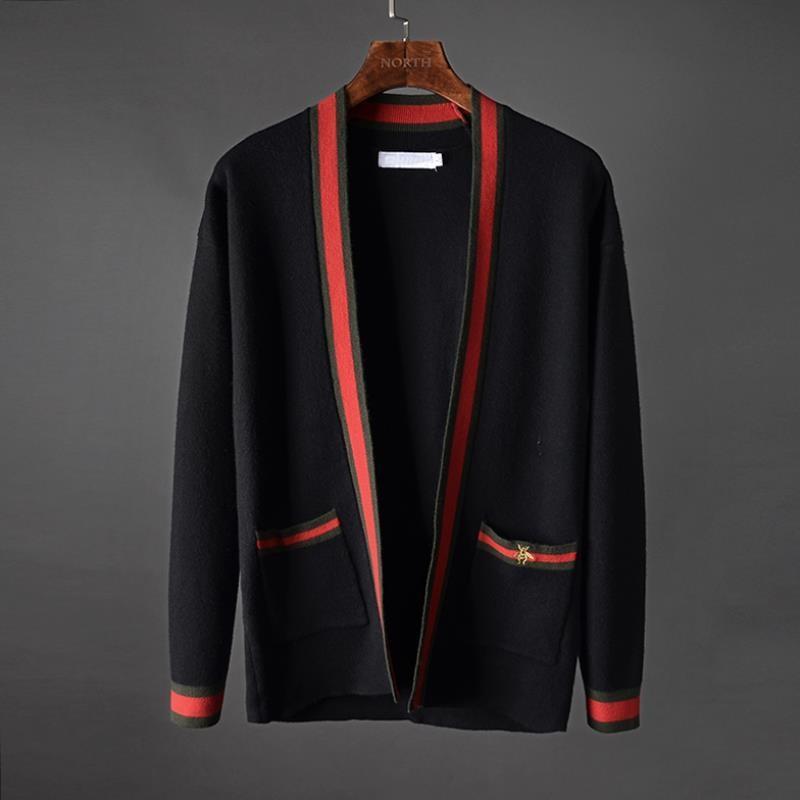 Mens Knitting Cardigan Stripes Bee Embroidered Pocket Sweater Casual Handsome Autumn Winter Coat Wholesale 2022 Male Clothes, Black
Mens Knitting Cardigan Stripes Bee Embroidered Pocket Sweater Casual Handsome Autumn Winter Coat Wholesale 2022 Male Clothes, Black