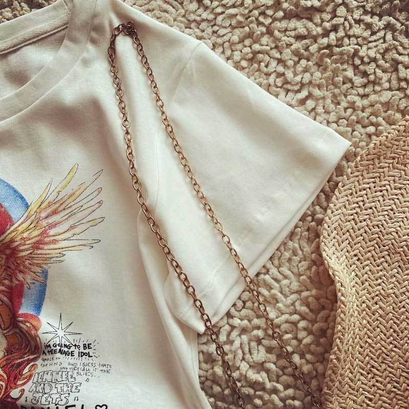 Boho inspired white graphic tee Women casual cotton short sleeve tshirt women New fashion female T-shirt rainbow print girl tops 210306
