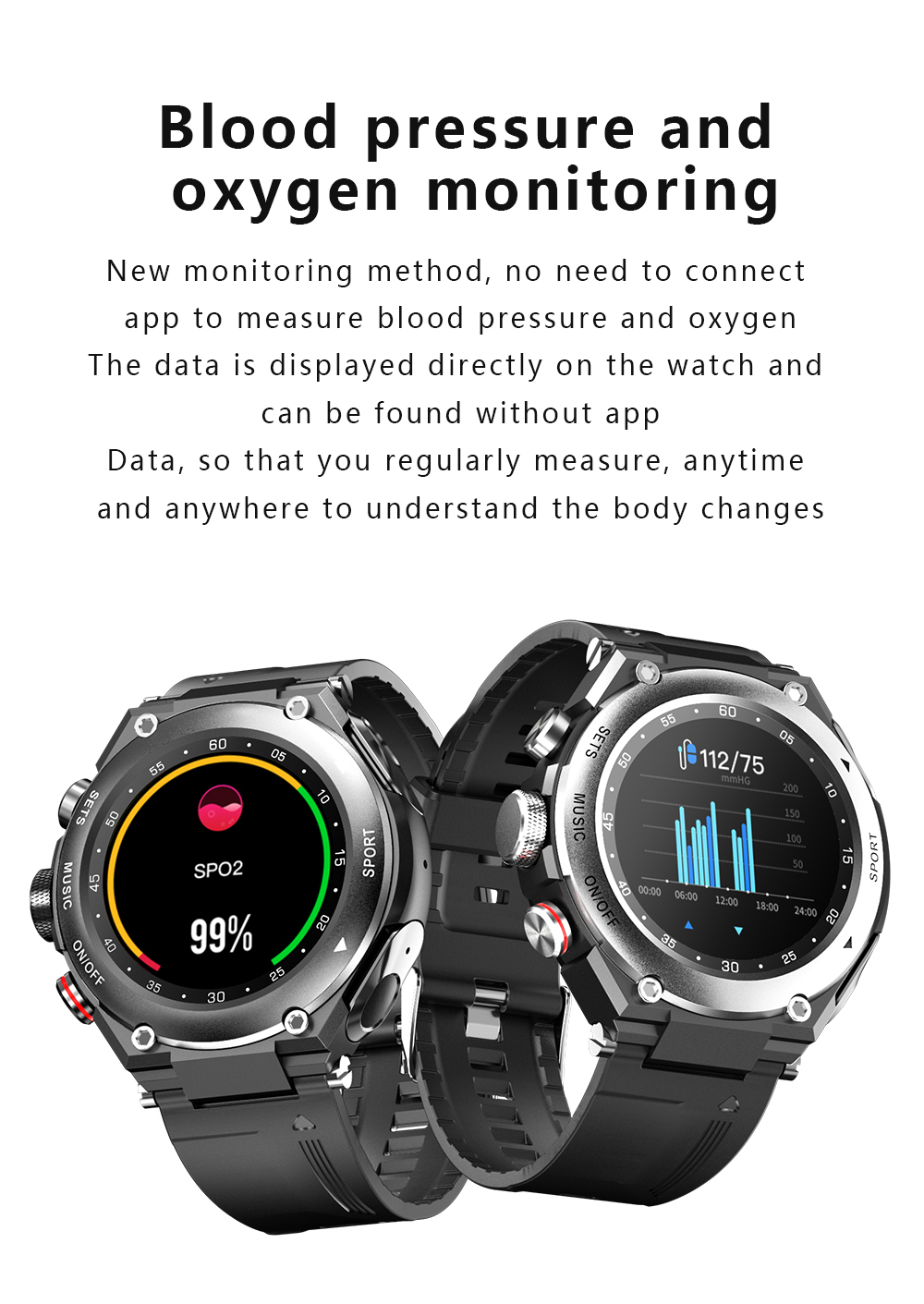 World First Thermometer Smart Watch Earbuds Earphones Mp3 Bluetooth Call Waterproof Smartwatches Heart Rate Blood Pressure Oxygen Monitoring Reloj Int