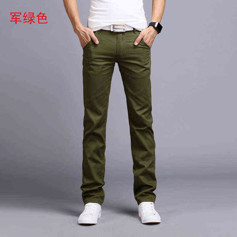 Spring autumn Casual Pants Men Cotton Slim Fit Chinos Fashion Trousers Male Clothing 9 colors Plus Size 28-38 211218