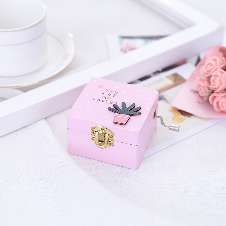 sic Box Solid Wooden With Mirror Hand Made Creative Cactus Design Craft Exquisite sical Gifts Free DHL Free shipping
