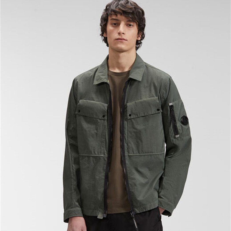 2 Color Men CP Shirt Jacket Single Lens Zipper Cardigan Long Sleeve Outdoor Jacket