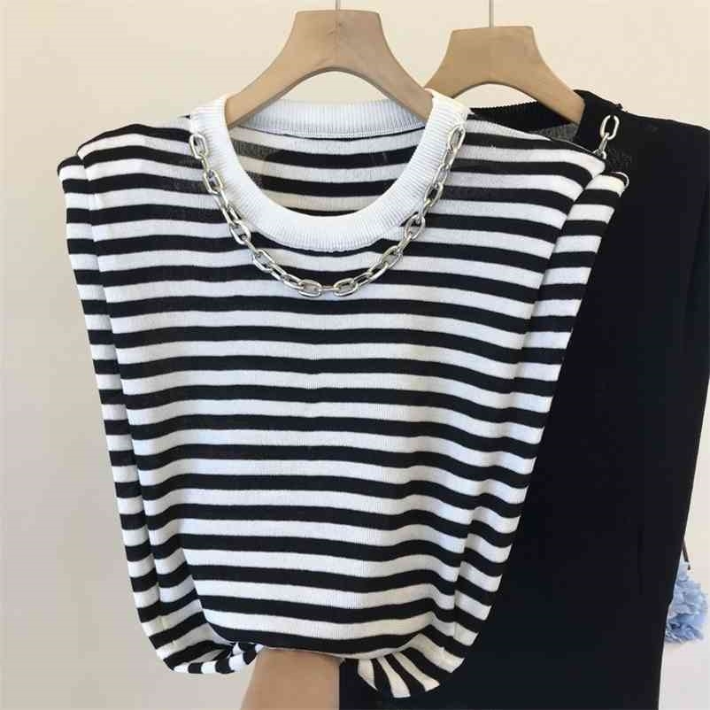 summer design sense chain round neck sleeveless top fashion T-shirt with vest female ins 210525, Black
summer design sense chain round neck sleeveless top fashion T-shirt with vest female ins 210525, Black