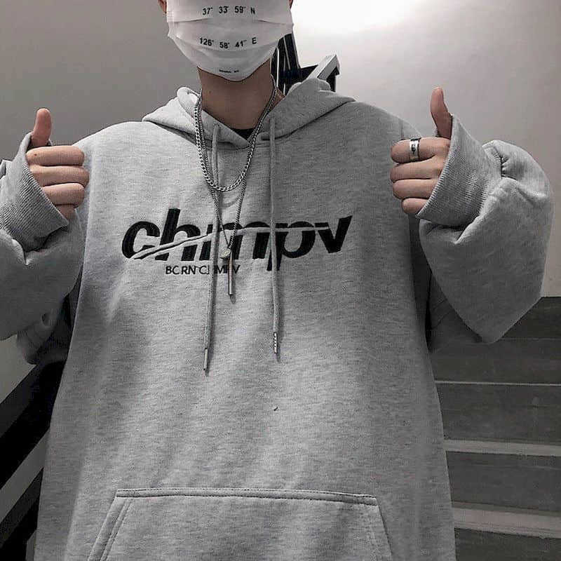 Sweatshirt male students autumn and winter Korean letters version loose plus velvet thick coat jacket 210526