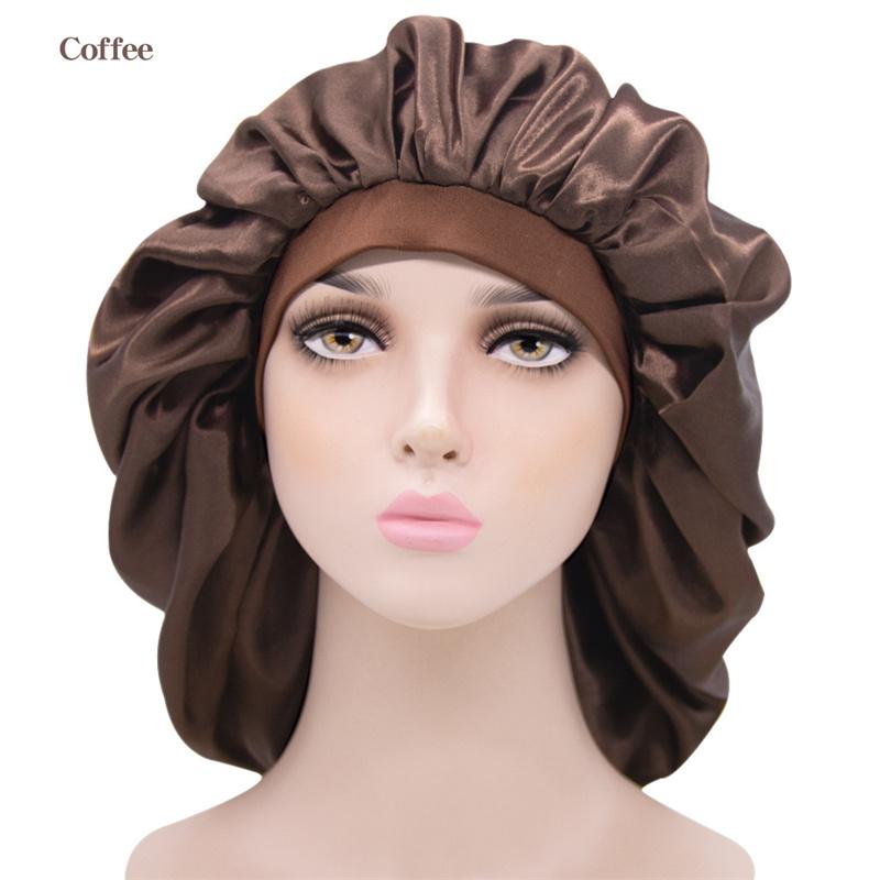 Large Bonnet Hat Hair Accessories Women Big Size Beauty Print Satin Silk Sleep Night Cap Head Cover Bonnets Hats