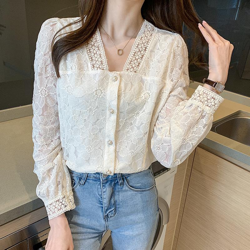 Women' Blouses & Shirts Fashion Women Shirt Lace Versatile Crocheted For Button Up Hollow Out Clothing V-neck Long Sleeve Basic Tops, Apricot
Women' Blouses & Shirts Fashion Women Shirt Lace Versatile Crocheted For Button Up Hollow Out Clothing V-neck Long Sleeve Basic Tops, Apricot