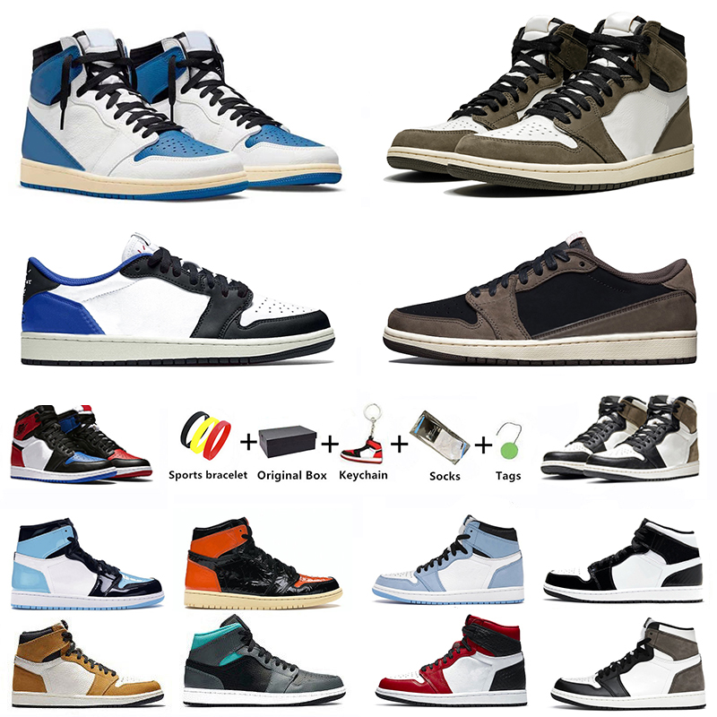 Travis Scotts x Fragment low Jumpman 1 Basketball Shoes University Blue UNC For Women sports Sneakers Torch Hare Royal Pine Green Court All-Star weekend 36-47, Color#49