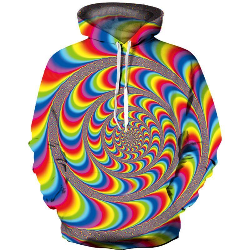 hoodies sweatshirt men and women autumn 3D printing three-dimensional black and white swirl hollow personality sweatshirt 201020
