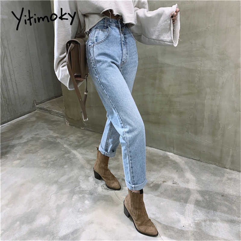 Yitimoky High Waisted Jeans For Women Straight Demin Pants Vintage Streetwear Female Buttons Ladies Spring Fashion Tassel 210922