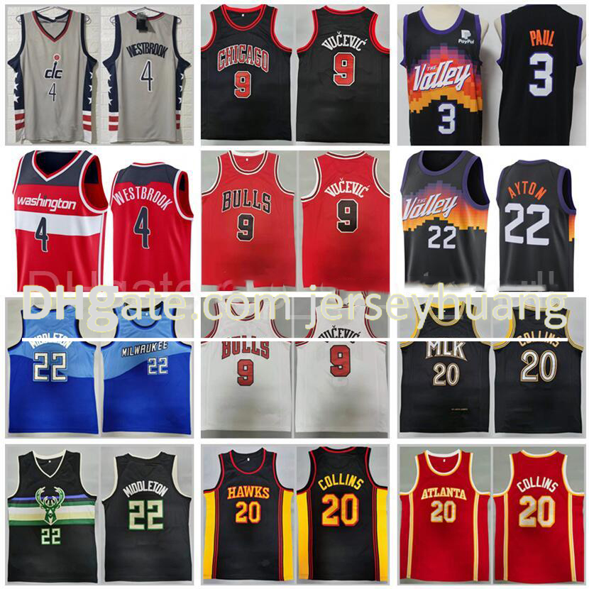 Basketball 9 Nikola Vucevic Jersey 3 Chris Paul 20 John Collins 4 Russell Westbrook 1 Devin Booker 22 DeAndre Ayton Khris Middleton Black Red Earned Edition
Basketball 9 Nikola Vucevic Jersey 3 Chris Paul 20 John Collins 4 Russell Westbrook 1 Devin Booker 22 DeAndre Ayton Khris Middleton Black Red Earned Edition