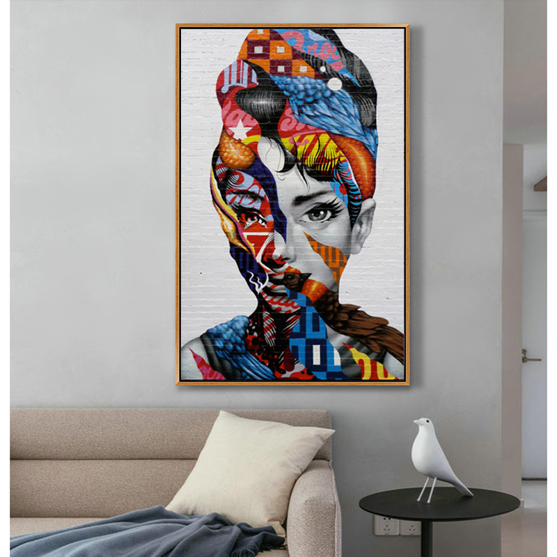 Graffiti Art Audrey Hepburn Canvas Painting Wall Pictures For Living Room Canvas Print Modern Decorative Canvas Art
