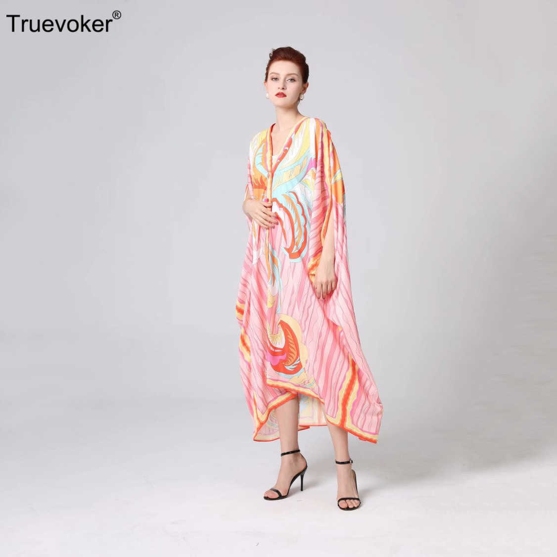 Truevoker Summer Designer Vestido's Batwing Sleeve Abstact Printed Single Breasted Vocation Loose Long Dresses 210602, Blue
Truevoker Summer Designer Vestido's Batwing Sleeve Abstact Printed Single Breasted Vocation Loose Long Dresses 210602, Blue