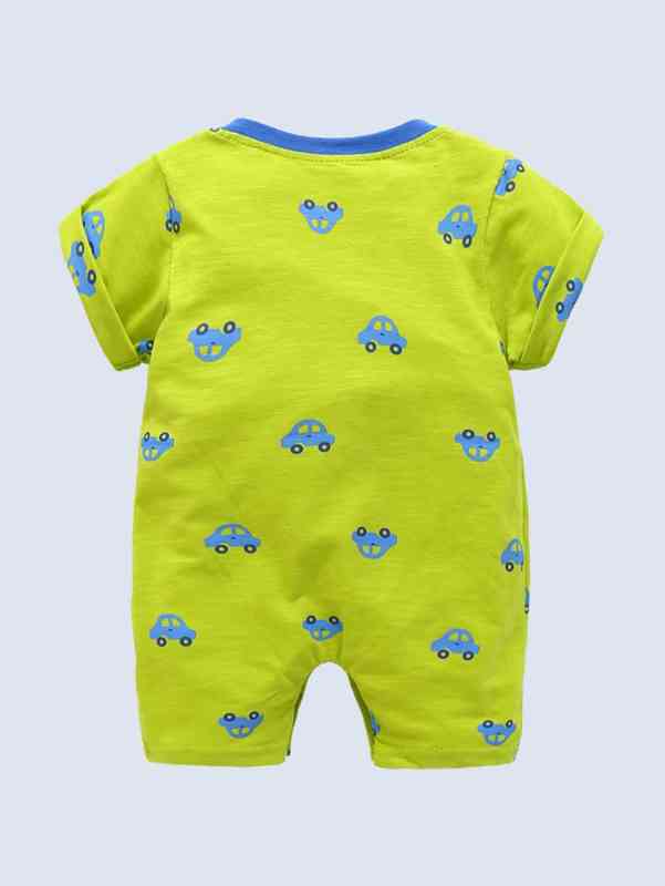 Baby Car Patched Contrast Neck Romper SHE