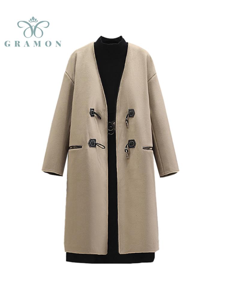 Women's Wool & Blends Winter Long Coats With Knitted Dress 2021 Plus Size Women Clothing Korean Fashion Thick Warm Horn Button Loose Woolen, Black
Women's Wool & Blends Winter Long Coats With Knitted Dress 2021 Plus Size Women Clothing Korean Fashion Thick Warm Horn Button Loose Woolen, Black