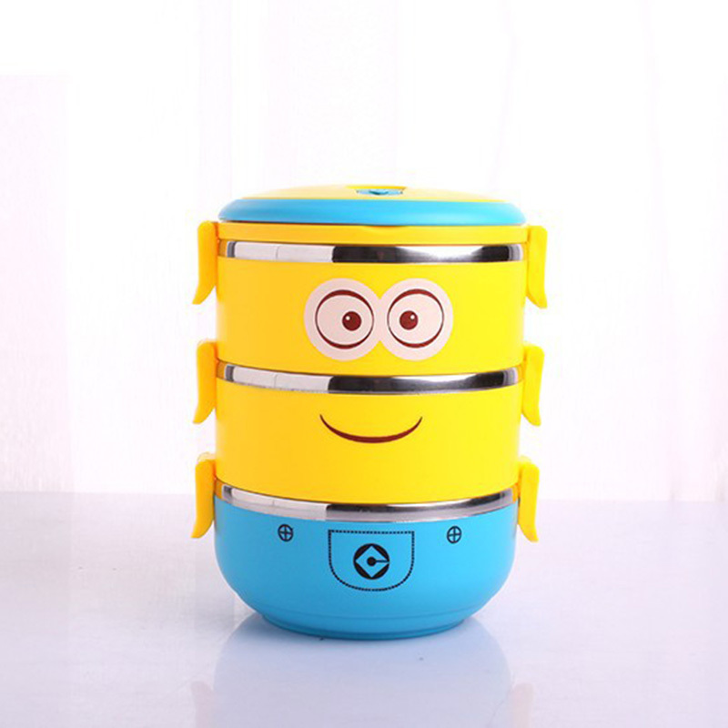 Cartoon Stainless Steel Lunchbox for Kid Tiffin Boxes Thermal Bento for School Students Tableware 4D Lunch Box for Kids Y200429